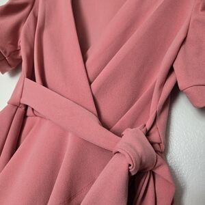 Pink Puff Sleeve Wrap Top